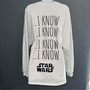 Disney Parks Star Wars I Know I Know Gray Long Sleeve Womens Top Large - XL